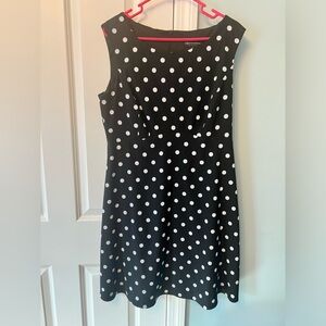 Connected apparel polka dot dress.  Black/white, size 14.